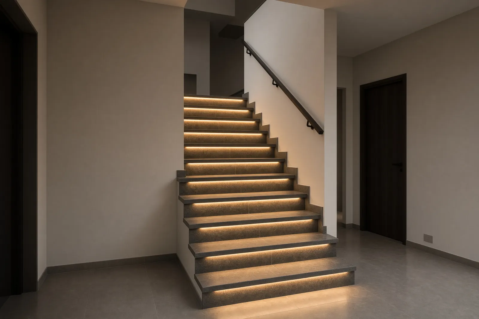 LED strip lighting under stair treads